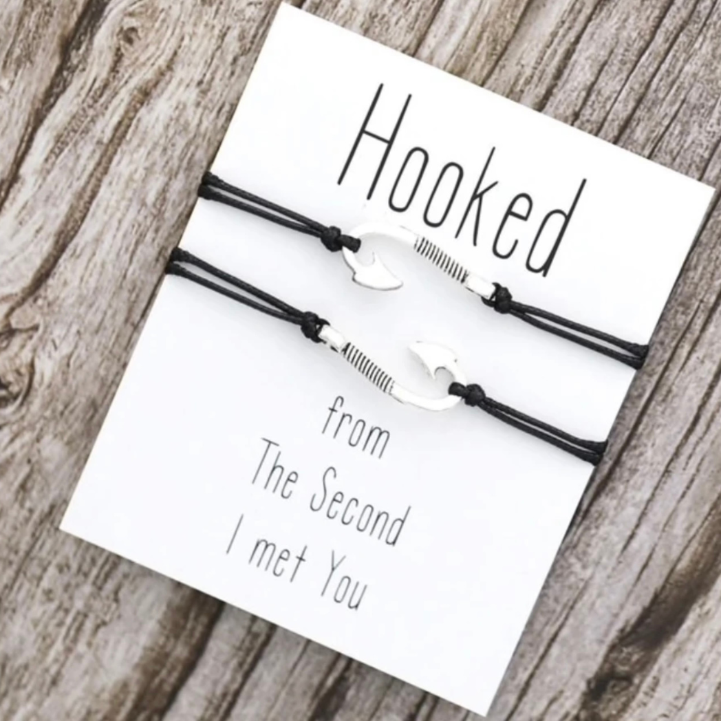 Hooked Hearts Bracelet Set: Bound by Destiny's Touch