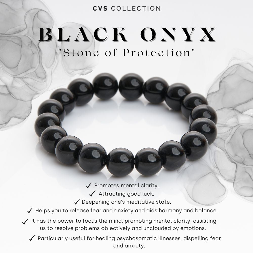Large Bead Matte Black Onyx Bracelet - Polarity Equilibrium & Willpower -  Minera Emporium Crystal & Mineral Shop